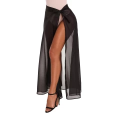 Black Sheer Wrap Maxi Cover Up Skirt
